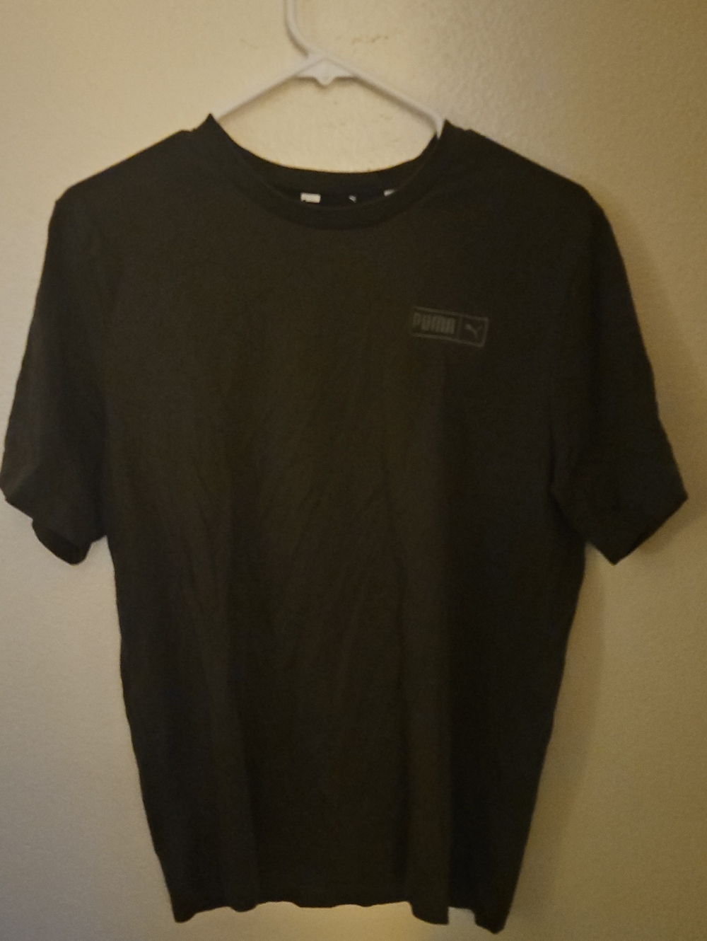 Puma Olivine Green Short-Sleeve Crew Tee with Subtle Logo
